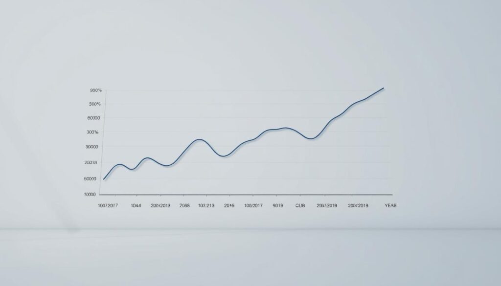 A detailed line graph depicting the trends in home loan interest rates over the past 5 years, displayed against a clean, minimalist backdrop. The graph features smooth, precise lines charting the fluctuations in rates, with a clear legend and grid lines to aid comprehension. The overall mood is one of objective, data-driven analysis, with a muted color palette of grays, blues, and whites to convey a sense of professionalism and authority. The lighting is soft and diffused, creating a subtle depth of field that draws the viewer's attention to the central graph. The camera angle is positioned at a slight upward tilt, giving the impression of an authoritative, bird's-eye perspective on the financial landscape.